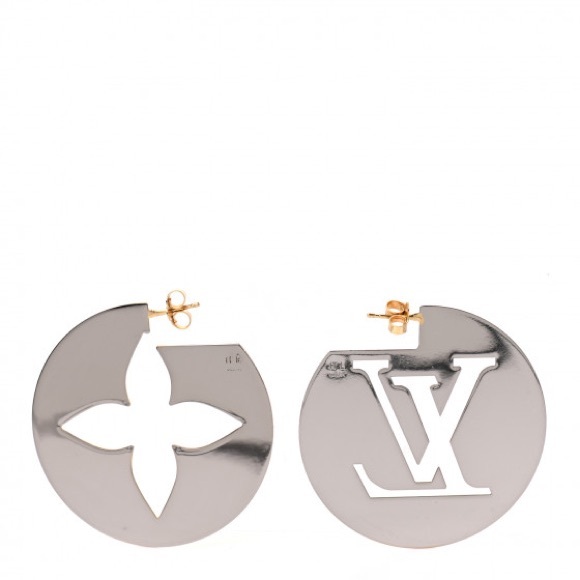 Louis Vuitton Bookle Dreille Perfect Match Gold Silver Hoop Earrings Never worn - Picture 2 of 5